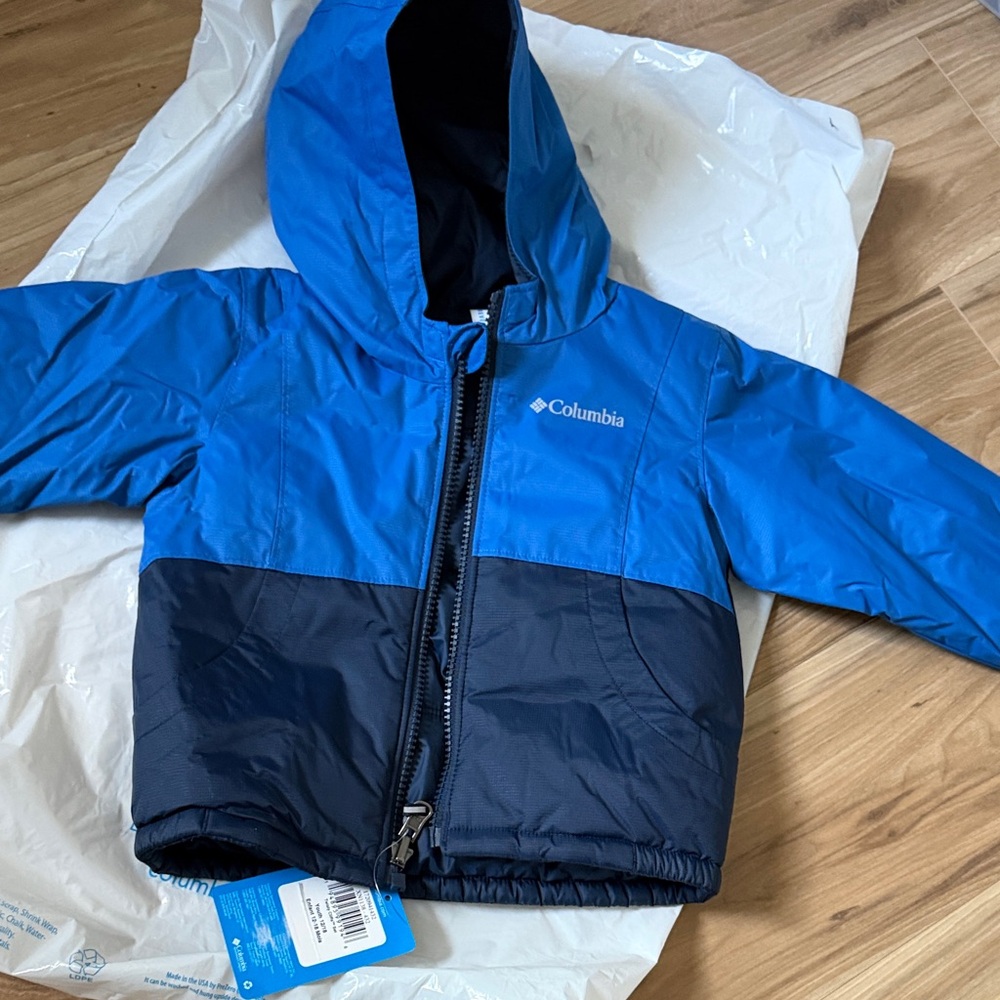 Columbia Blue and Navy Hooded Kids Windbreaker